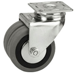 Twin Rubber Castors with Plate Ø75mm 80kg per piece