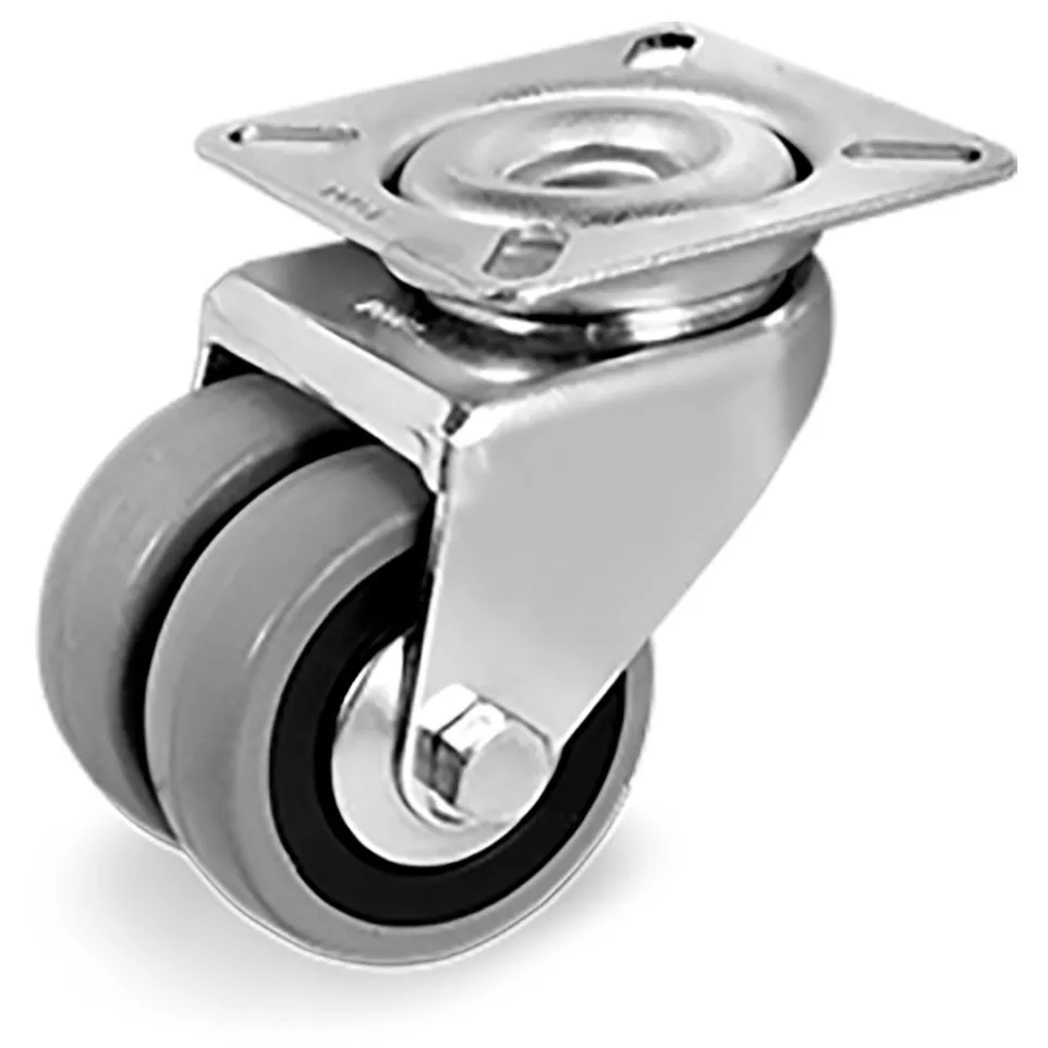 Twin Rubber Castors with Plate Ø50...
