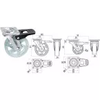 Roulette de meuble transparente + freins SHIFT Ø50 30kg / pce