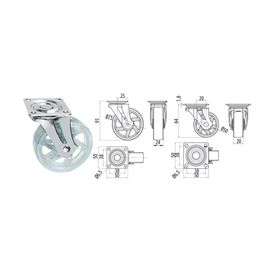Transparent Furniture Caster SHIFT...
