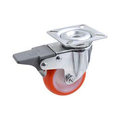 Roulettes pivotantes avec freins en polyuréthane 40 à 55kg Ø50x18mm / pce
