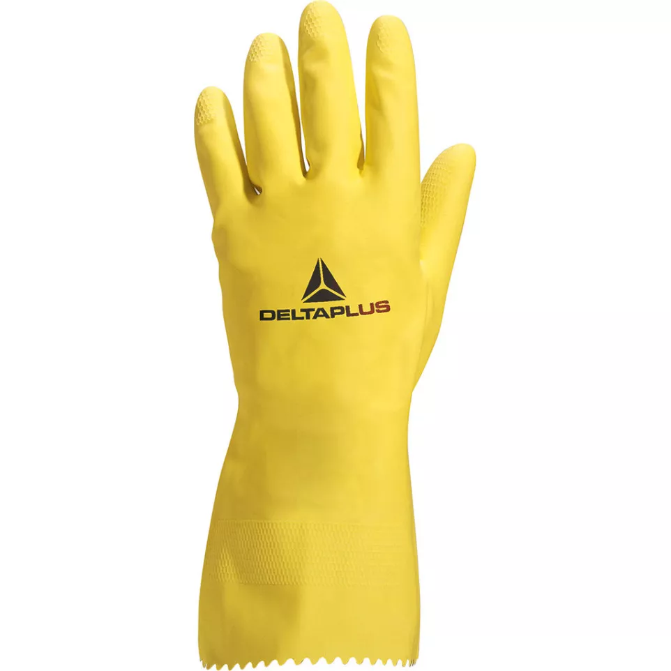 Gele latex schoonmaakhandschoen...