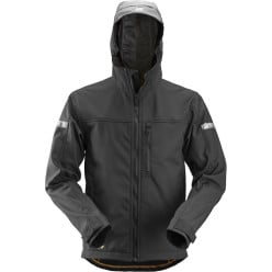 Snickers 1229 AllroundWork Softshell Jacket with Hood Black Grey Size M per Piece