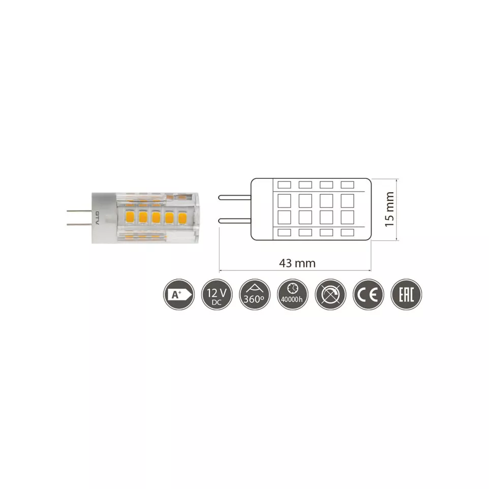 LED lamp G4  3,5W 320 Lm warm wit / pce