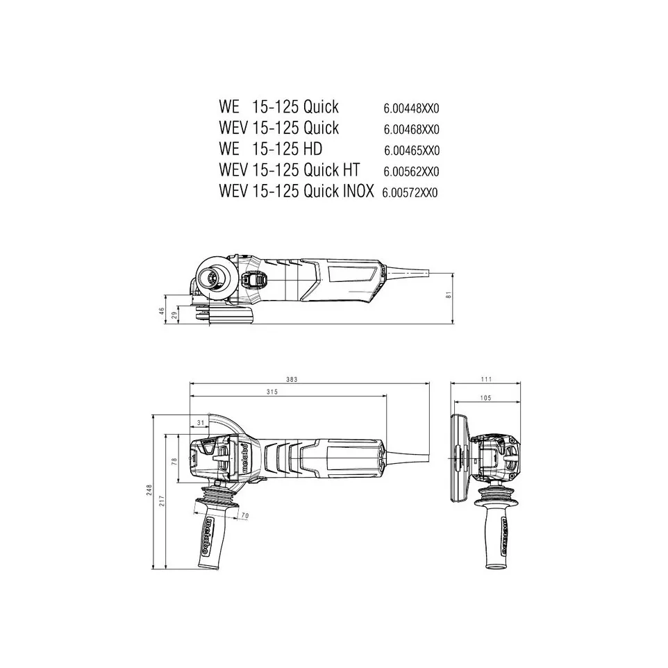 Metabo WEV 15-125 Quick Angle Grinder...