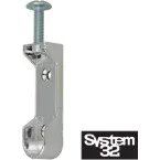 Side support with shelf bracket epoxy-coated grey aluminum for oval wardrobe rail / pc