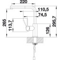 Mitigeur Blanco LANDORA Inox Brossé + douchette Bec 360° / pce