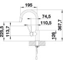 Blanco CANDOR inox ééngreepsmengkraan + 360° uitloop douchette / pce