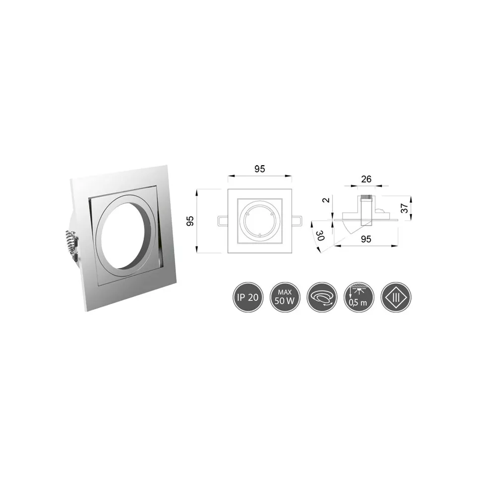 Support Vila carré orientable chrome...