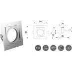 Support Vila carré orientable chrome / pce