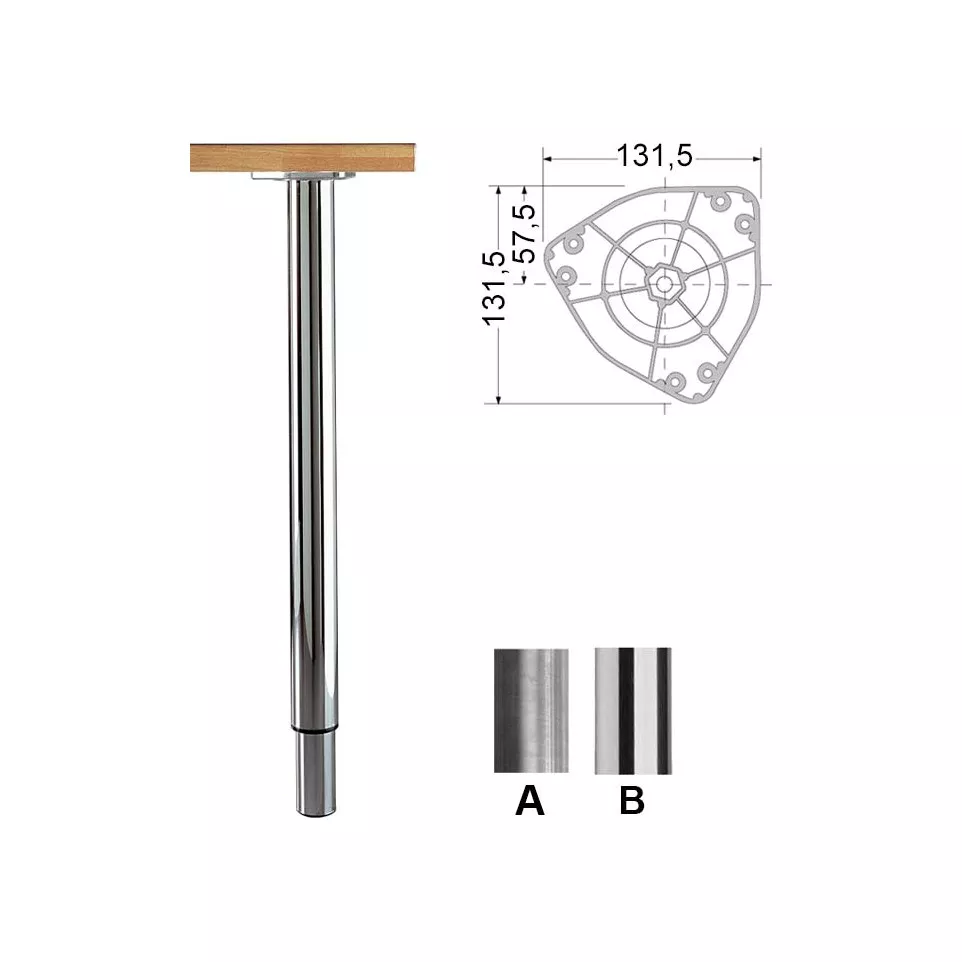 Round Table Leg 20R Ø60mm Adjustable...