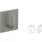 Crochet courbe sur plaque carrée en inox n° DI.PX131 / pce
