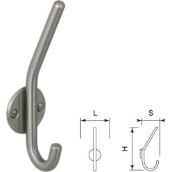 Crochet porte manteaux MIA double sur roace inox / pce