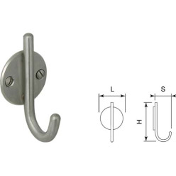 Crochet porte manteaux MIA simple sur rosace inox / pce