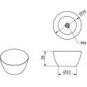 Bouton cylindrique plat Ø34mm inox brossé / pce