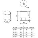 Bouton cylindrique sur embase Ø25 inox brossé / pce
