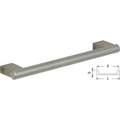 T-greep Ø12x900mm platte steun massief geborsteld inox / pce