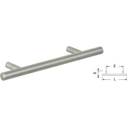T-greep Ø12x320mm massief geborsteld roestvrij staal / pce