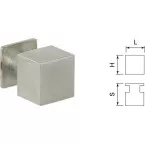 Kube Square Knob with 20x20mm Brushed Solid Stainless Steel Base per piece