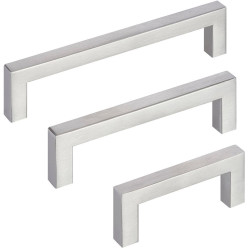 Square U Handle 10x128mm Brushed Hollow Stainless Steel 201 / pc