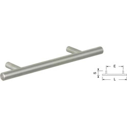 T-greep Ø10x96x140mm massief geborsteld roestvrij staal 201 / pce