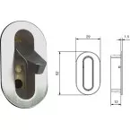 Recessed Finger Pull Handle 52x29mm for Sliding Door Matte Chrome per piece