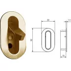 Recessed Finger Pull Handle 52x29mm for Sliding Door Brass / pc