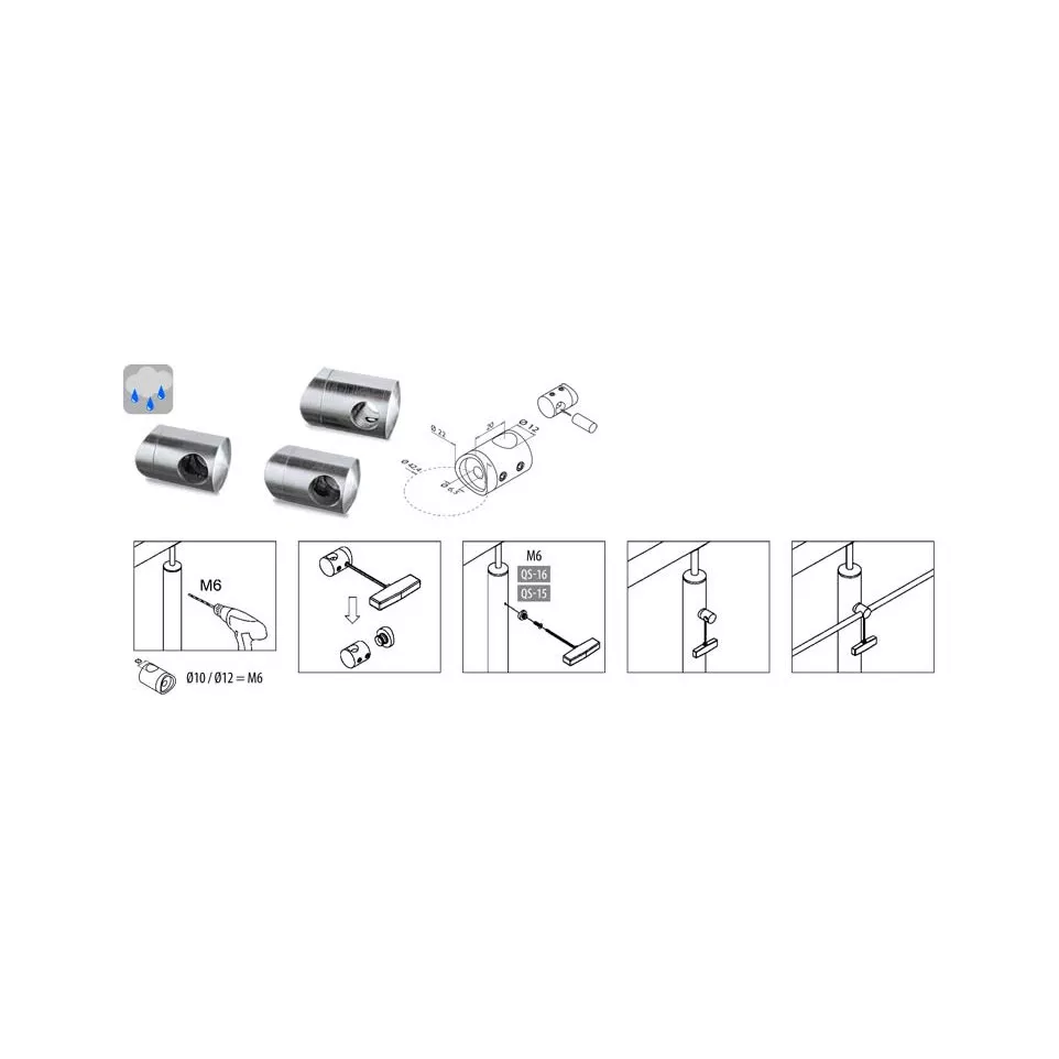 Support de lisse Ø12mm angle...