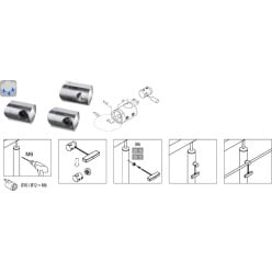 Support de lisse Ø12mm double/double pour tube Ø42,4mm inox 316 / pce