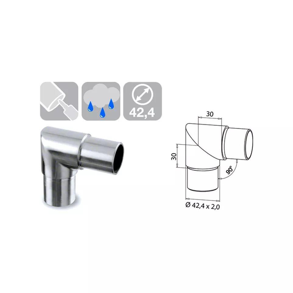 90 Degree Stainless Steel 316 Glue-On...