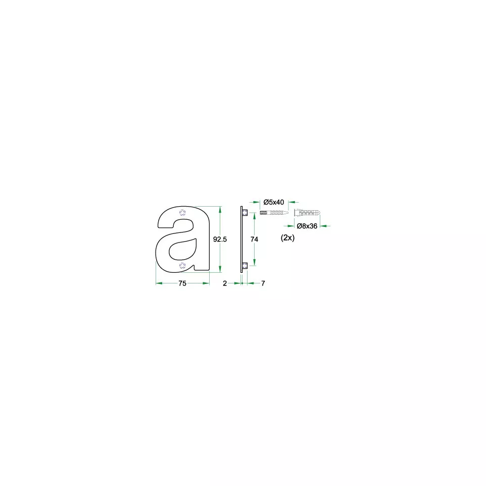 Lettre noir plate "a" 92,5mm / Pce