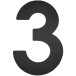 Nummer ''3'' ZWART Plat 120mm / Pce