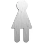 Zelfklevend pictogram \"dames\" van roestvrij staal, hoogte 120 mm, dikte 1,5 mm / pce