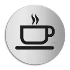 Zelfklevend pictogram \"Koffie\" inox Ø100mm dikte 1mm / pce