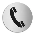 Self-Adhesive Stainless Steel Telephone Pictogram Ø100mm Thickness 1mm per piece