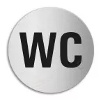 Roestvrij stalen  zelfklevend pictogram \"WC\" Ø100mm dikte 1mm / pce