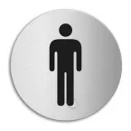 Self-Adhesive Stainless Steel Men's Restroom Sign Ø100mm Thickness 1mm / pc