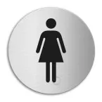 Stainless Steel Self-Adhesive Women's Restroom Sign Ø100mm Thickness 1mm / piece