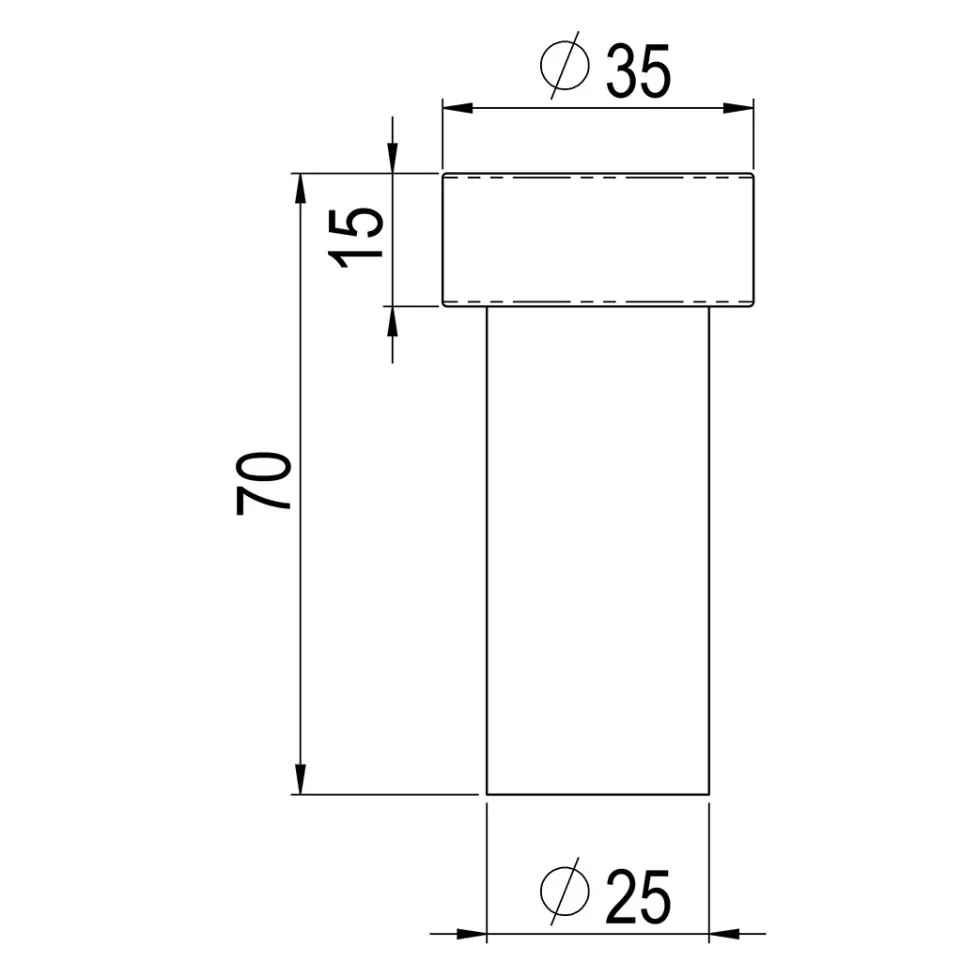 Wanddeurstop TL0706, h=70 / Ø25...