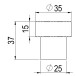 Arrêt de porte universel TL0705, h=37 / Ø25 /Ø35mm inox / pce