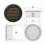 Renson Round Grille 435R RAL 9006 Ø120mm per piece