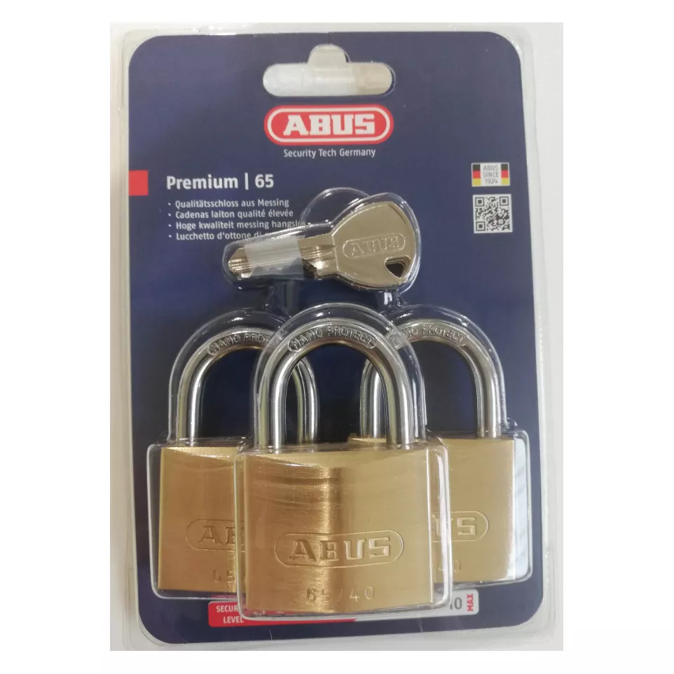3 x 40mm messing hangsloten met...