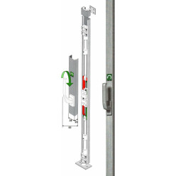 Crémone pompier à poignée rotative satiné avec tringle aluminium / pce