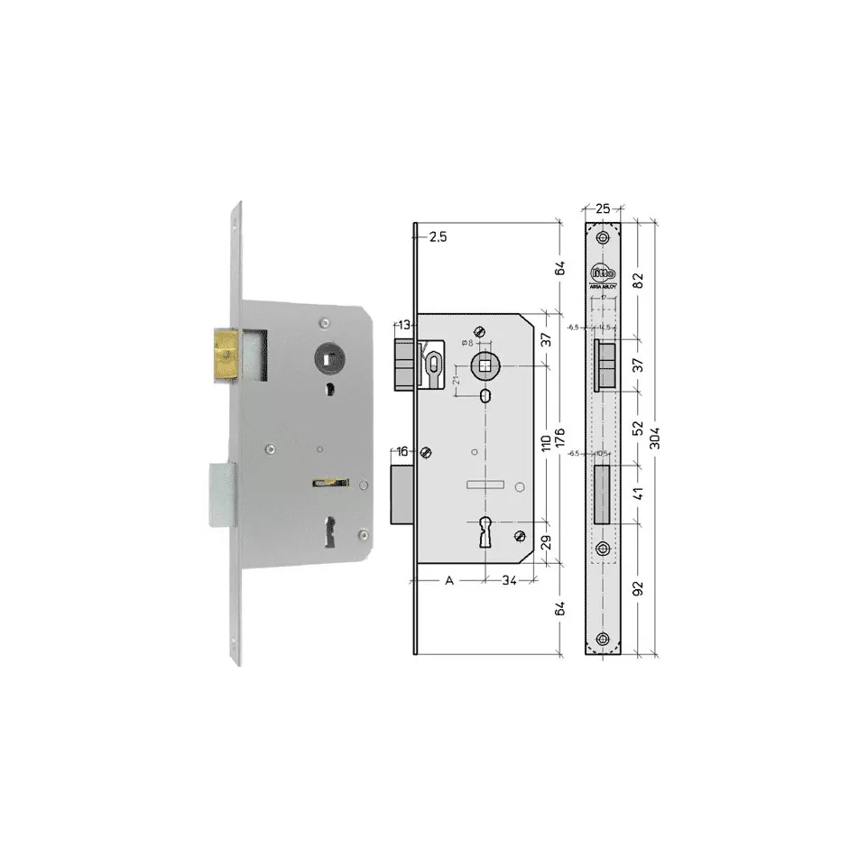 Litto A2408 Lever Key Mortise Lock 1...