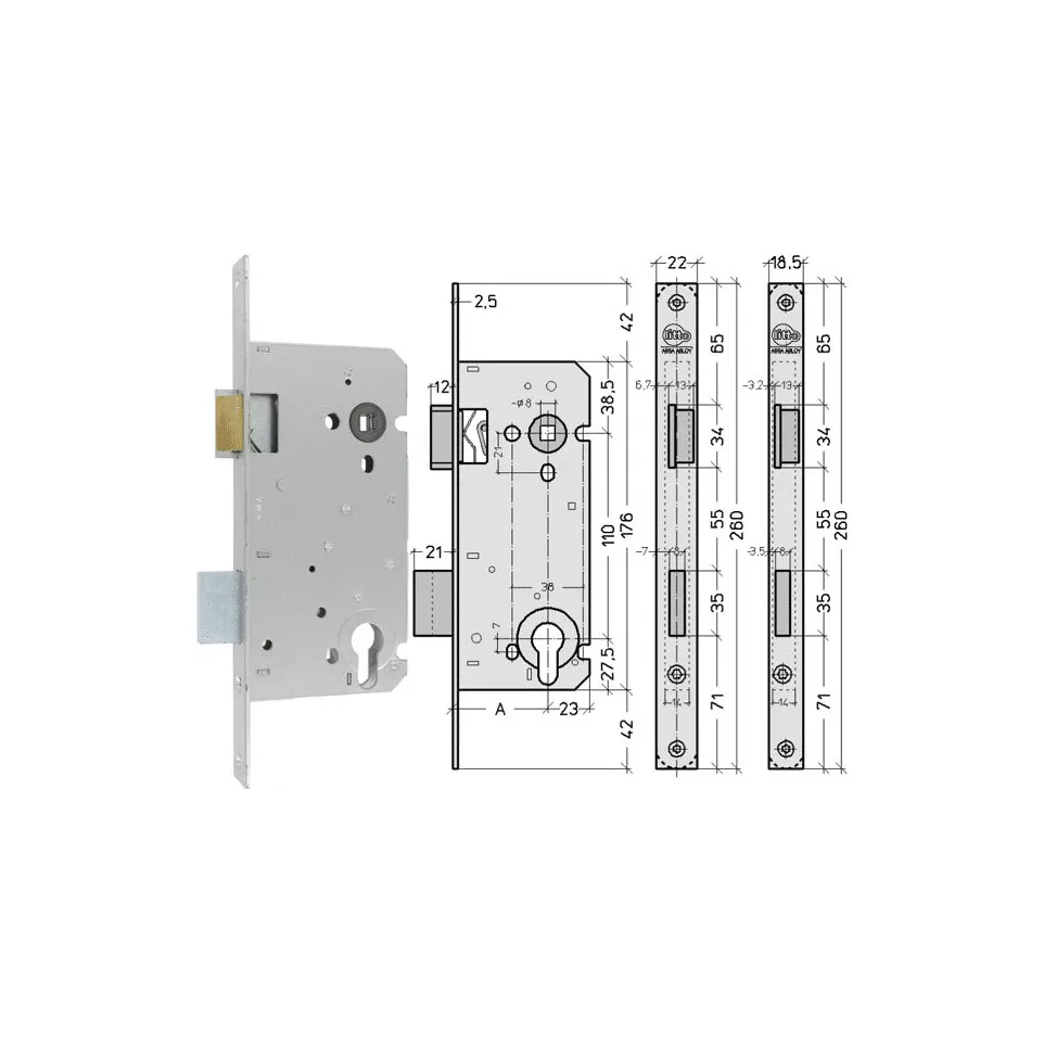 Serrures Litto A2658 50/110 droite / pce