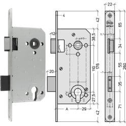 Litto High Security Mortise Lock S2657 60/110 Right / pc