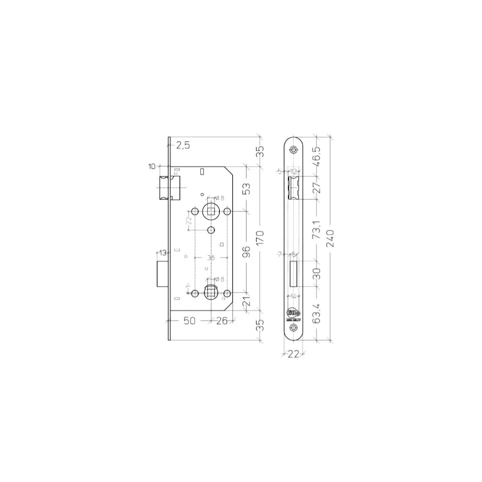 Litto A1590 WC Lock 50/96 per piece