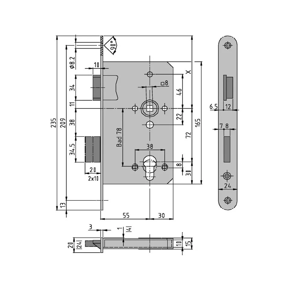CES DIN Mortise Lock for Projects PZW...
