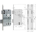 Serrure DIN de base BMH n°2 à têtière déportée (20mm) clé BB gauche/DIN R / pce