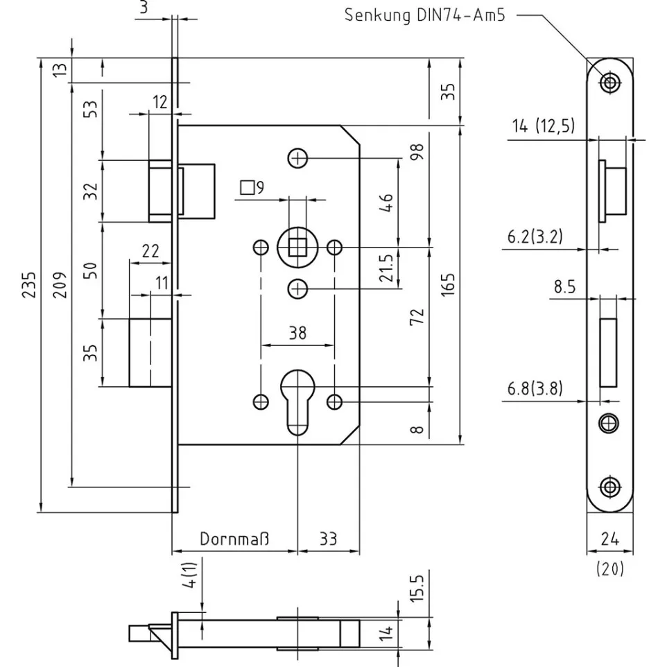 BMH 1000 PZW Fire Rated DIN Mortice...